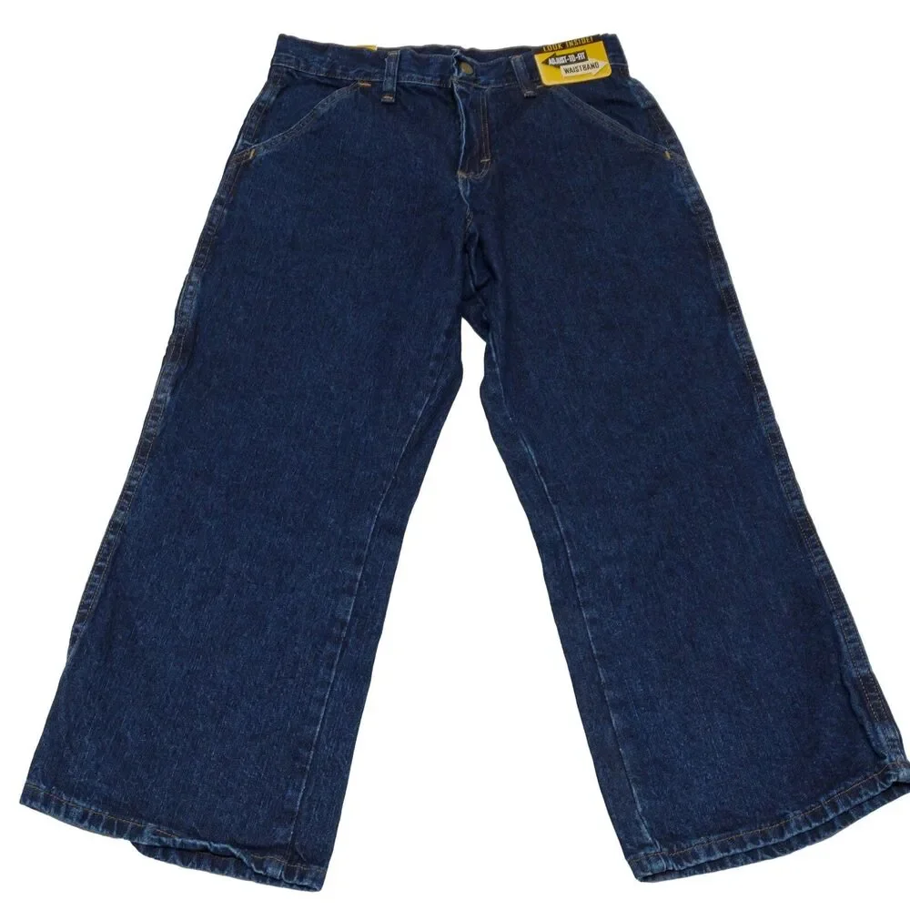 Wrangler Size 10 Boys Utility Jeans Legendary Gold Adj Waist Husky Dark Blue